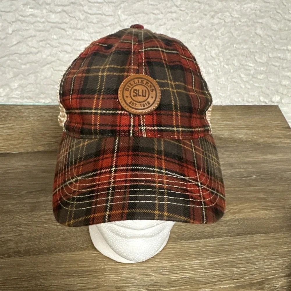 Billikens SLU Plaid Trucker Hat Red Tartan Mesh Adjustable Baseball Cap Legacy